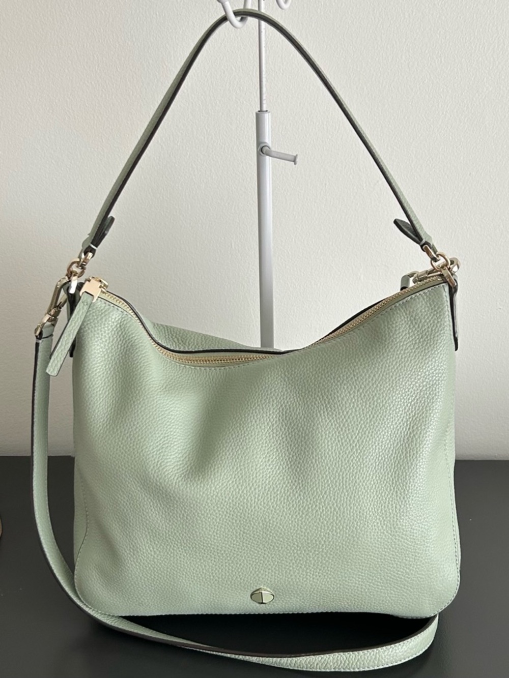Kate Spade Mint Green Leather Shoulder Bag Crossbody Gold Hardware - Picture 10 of 12